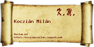 Koczián Milán névjegykártya